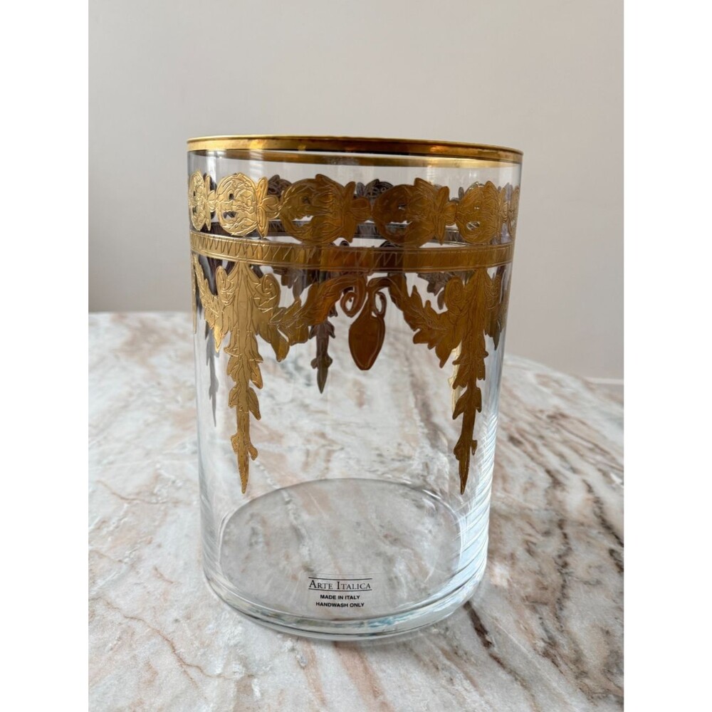 Arte Italica Vetro Gold Wastebasket Baroque Style SKU:ST1060SOZ